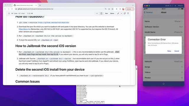 Dualra1n Jailbreak IOS 14 смотреть онлайн