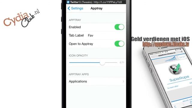 AppTray - iOS 7 Notification Center Tweak (Cydia) смотреть онлайн