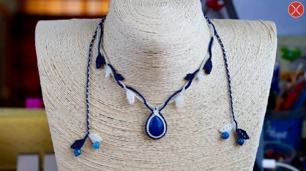 Macrame tutorial: MACRAME NECKLACE with stone - Secret Garden