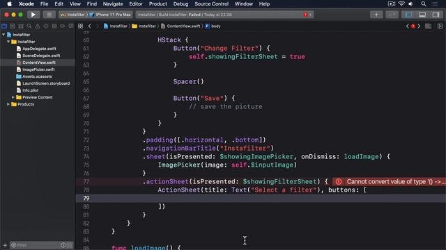 (OLD) Customizing our filter using ActionSheet – Instafilter SwiftUI Tutorial 11/12 смотреть онлайн