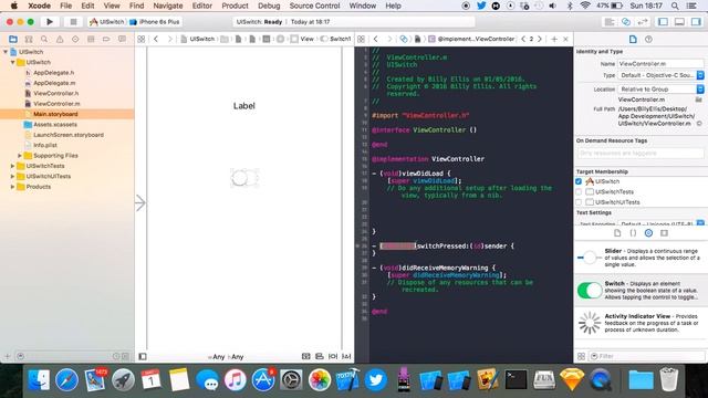 Xcode 7 iOS - UISwitch Control Tutorial (Objective-C) смотреть онлайн