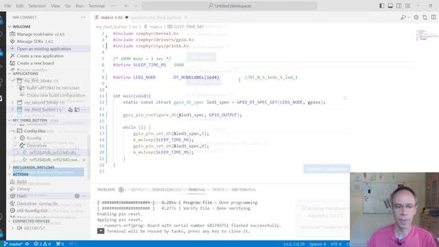 Zephyr and Nordic nRF Connect SDK - 03 DeviceTree Overlay and Buttons (v2.4.2) смотреть онлайн