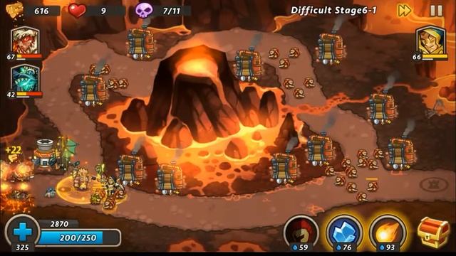 Castle Defense 2 - Hard - [6-1] #61 (3 Stars) [HD] - Volcano Conflict смотреть онлайн