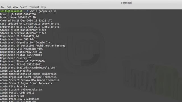whois in terminal linux смотреть онлайн