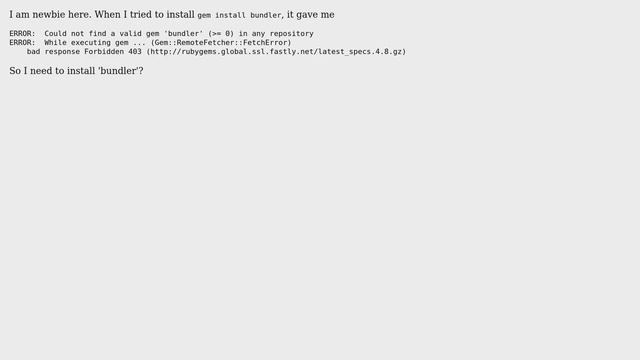 Ubuntu: gem install bundler error смотреть онлайн