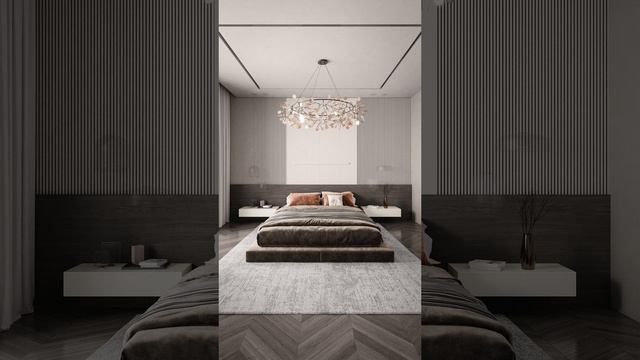 Атмосферный рендер стильной спальни от наших 3D-визуализаторов ✨ смотреть онлайн