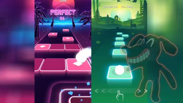 Cartoon Cat Song VS Cartoon Dog Song - Tiles Hop "Endless Mode" Linux Fun смотреть онлайн