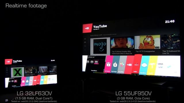 LG webOS 2 speed comparison LF630V UF950V смотреть онлайн