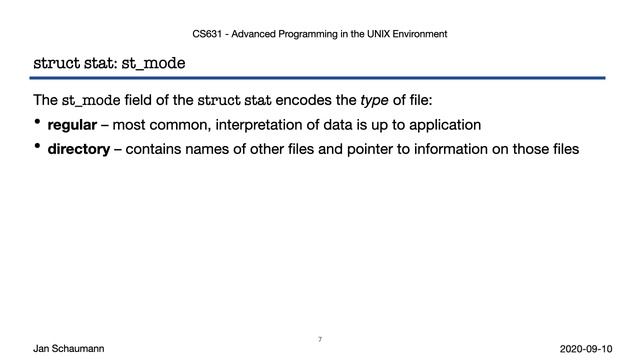 Advanced Programming in the UNIX Environment: Week 03, Segment 1 - All about stat(2) смотреть онлайн