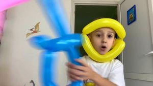 Ruslan and Mom kids play with Balloons