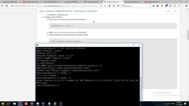 Использование Cumulus VX 3.1.2 с VMware Workstation Pro 12.5.2 смотреть онлайн