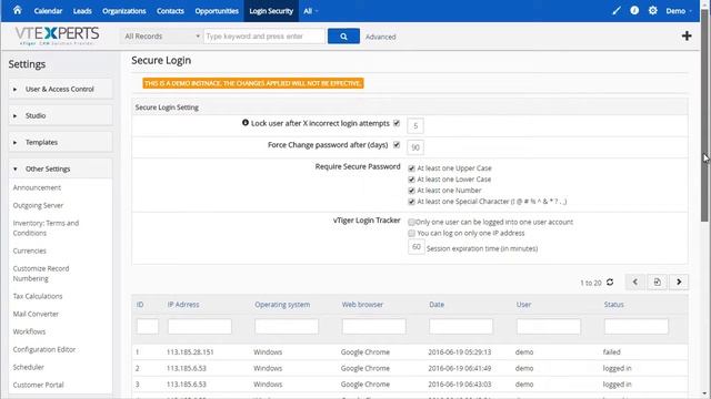 VTiger Enhanced Security (User Login/Password) - Extension смотреть онлайн