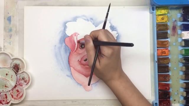 «Новый Год 2019. Мисс Свинка» как нарисовать АКВАРЕЛЬ| Сезон 3-7 |Мастер-класс ДЕМО смотреть онлайн