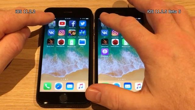 iPhone 7 : iOS 11.2.2 vs iOS 11.2.5 Beta 5 Build 15D5057a смотреть онлайн