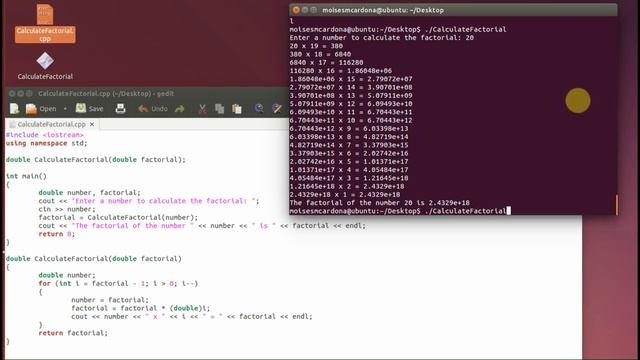 Calculate Factorial C++ Code (Linux) смотреть онлайн