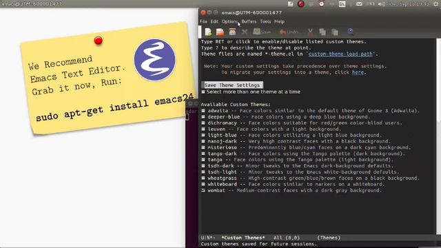 Emacs Tutorial 2 : Customization of themes and linum mode смотреть онлайн