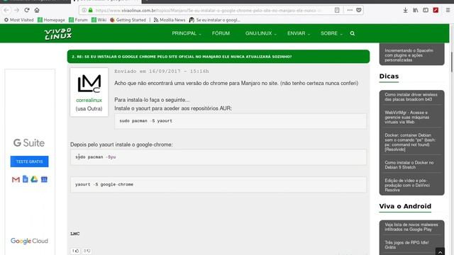 Instalando Google Chrome no Manjaro Linux 17.1 смотреть онлайн