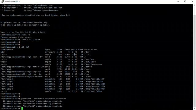 Como agregar mas HD al grupo de volumenes en Ubuntu 20.04 Server con LVM usando vmware y windows 10 смотреть онлайн