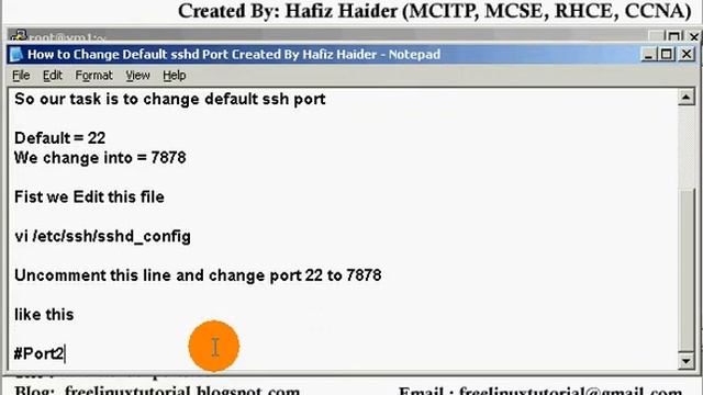How to change default ssh port In LInux (Hafiz Haider) смотреть онлайн