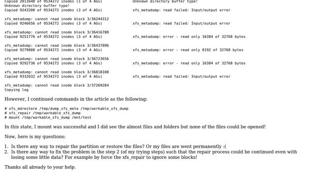 Linux XFS partition could not be mounted (can't read superblock) due to suddenly power shutdown,... смотреть онлайн