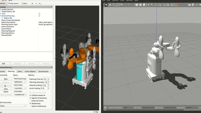 Kawasaki duAro Dual-Arm Scara Robot Simulation in ROS, MoveIt and Gazebo смотреть онлайн