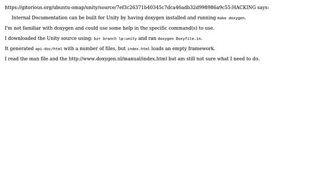Ubuntu: How do I use doxygen to generate the internal documentation for Unity? смотреть онлайн