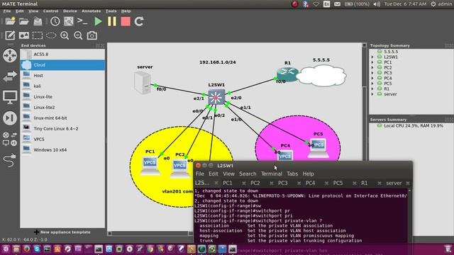 private vlan & vlan access map in gns3 смотреть онлайн