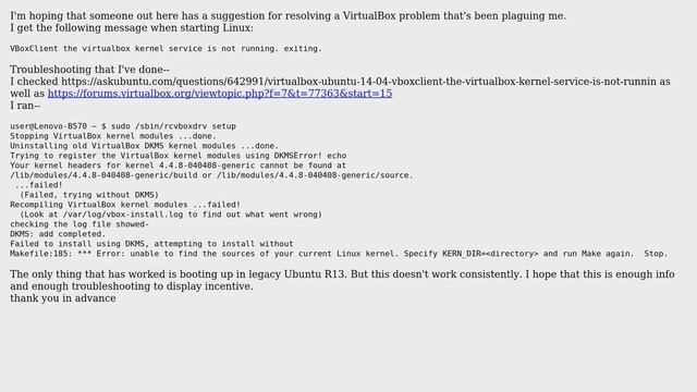 Ubuntu: VBoxClient kernel not running (Vbox not functional) смотреть онлайн