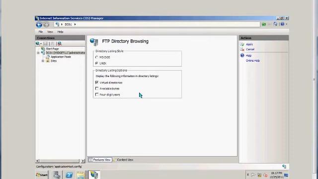 How to change an FTP site from MSDOS to Unix Directory Style in IIS on a Windows 2008 R2 server смотреть онлайн