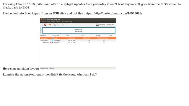 Ubuntu: System won't boot anymore after software update смотреть онлайн