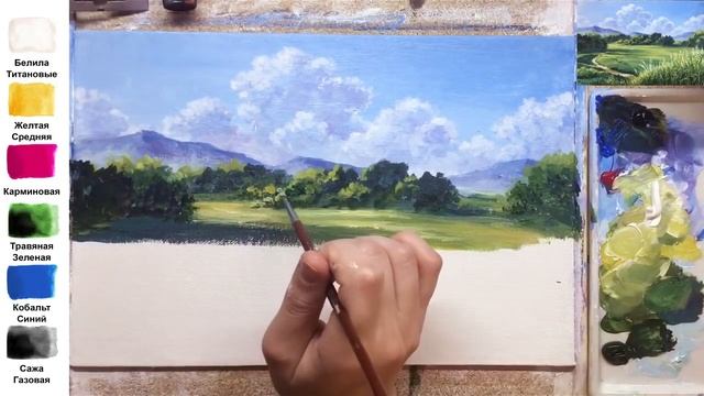 Летние поля. Как нарисовать пейзаж АКРИЛ | Сезон 5-10 | Мастер-класс ДЕМО смотреть онлайн