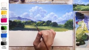 Летние поля. Как нарисовать пейзаж АКРИЛ | Сезон 5-10 | Мастер-класс ДЕМО