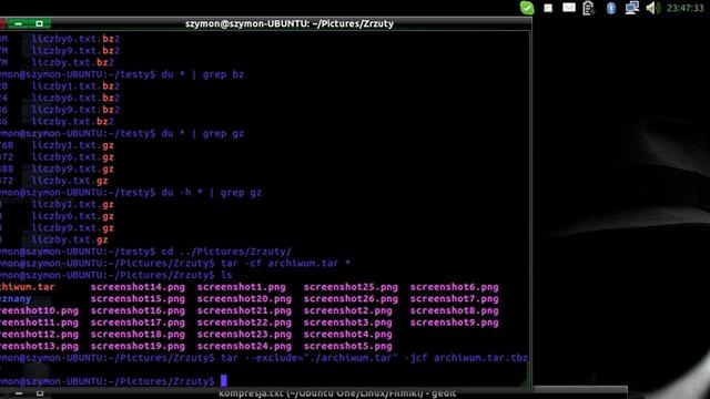 Kompresja, dekompresja plików gzip, bzip2, zip, Ubuntu 12.04 Linux смотреть онлайн