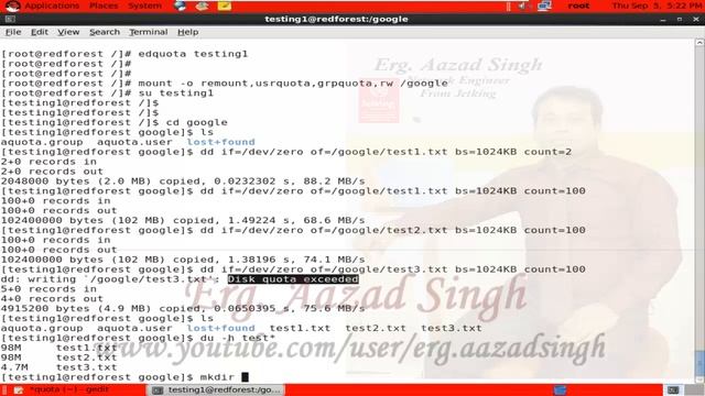 Part 4 Quota Configuration in Linux 6 0 смотреть онлайн