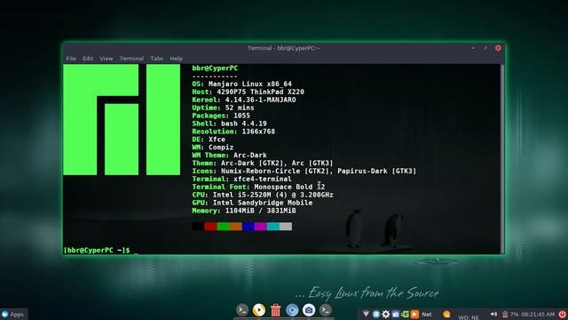 Manjaro Arch based Linux+Xfce 4.12+Compiz Beautiful desktop customized 2018 смотреть онлайн