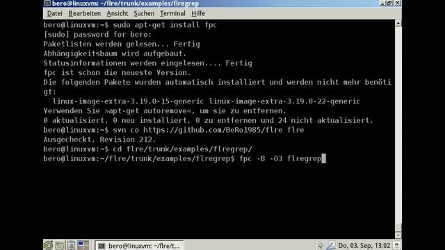 How to compile the FLRE flregrep code example смотреть онлайн