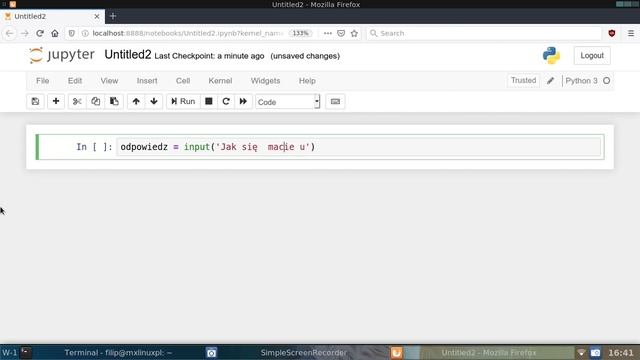 Jupyter Notebook w Firefoksie w MX Linux 19.2 (z MX Fluxbox) na komputerze z pamięcią 512 MB RAM смотреть онлайн
