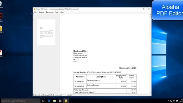 Aloaha PDF Editor with ZUGFeRD Viewer смотреть онлайн