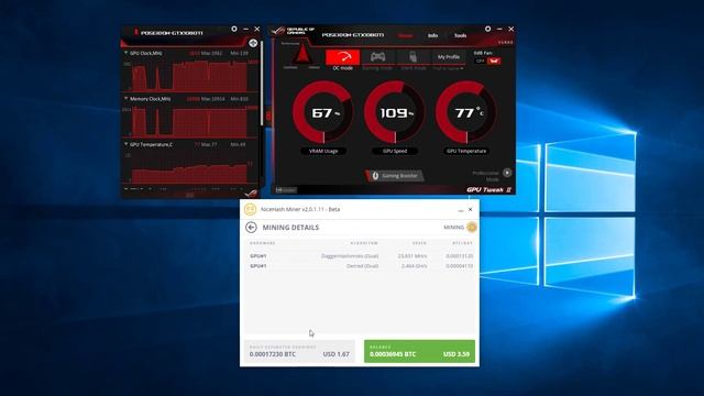 Mining Update 03 NiceHash Mining Profit in my 1080ti Rig 1060 1050TI RX570 смотреть онлайн