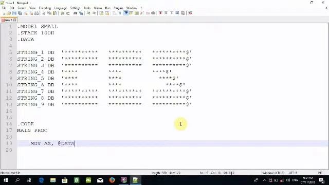 Basic Assembly Language Program: HOW TO PRINT CCS USING NOTEPAD++ AND TASM 1 4 смотреть онлайн