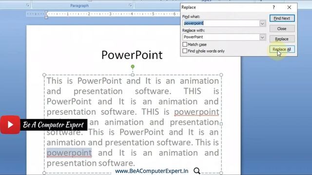 Editing Tools In MS PowerPoint - Find, Replace, Replace Fonts, Selection Pane | Be A Computer Exper смотреть онлайн