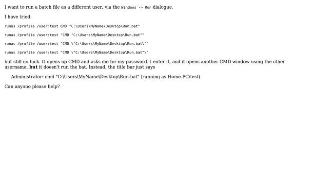 Runas different user to launch CMD and run command смотреть онлайн
