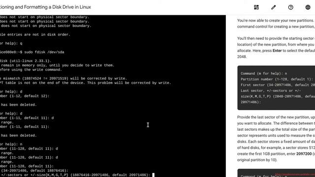 Partitioning and Formatting a Disk Drive in Linux ( Type Commands In Description) смотреть онлайн