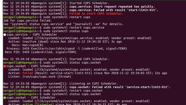 Ubuntu: system printing service not available ubuntu 18.10 смотреть онлайн