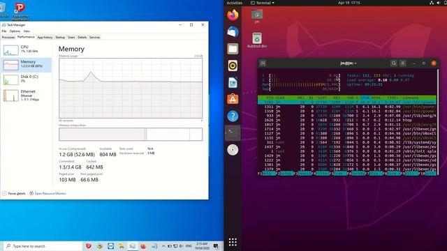 Ubuntu 20.04 Vs Windows 10 - Resource Usage Compare смотреть онлайн