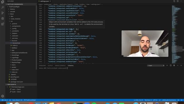 VS Code Setting: terminal.integrated.env.linux смотреть онлайн