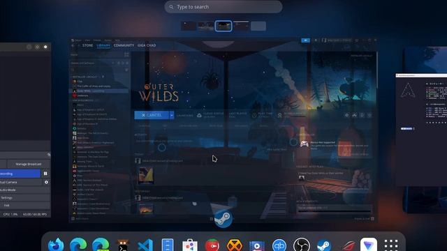 OBS setup and game capture testing using Gstreamer Hardware GPU encoding on Arch Linux смотреть онлайн