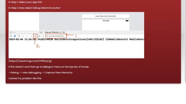 Xcode Debug View Hierarchy: Unable To Capture View Hierarchy