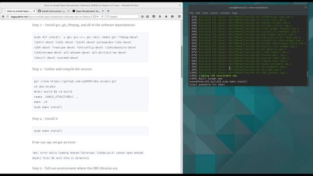 How to install Open Broadcaster Software (OBS) on Fedora 22 Linux смотреть онлайн